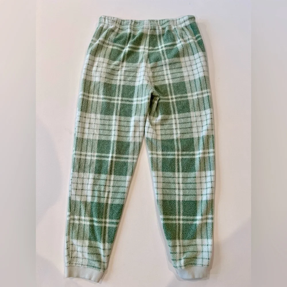 Aerie Snowed In Plaid Green Fleece Joggers PJ’s Pants Viscose Medium